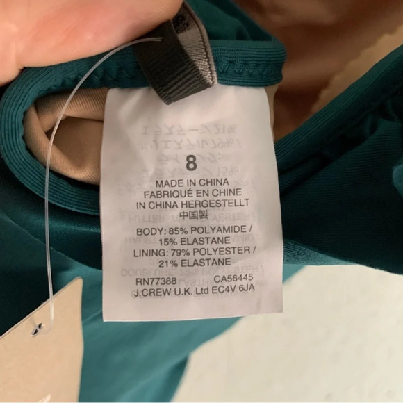 J. Crew Ruffled scoopback one-piece swimsuit Brilliant Turquoise NWT Sz 8 - Picture 4 of 6